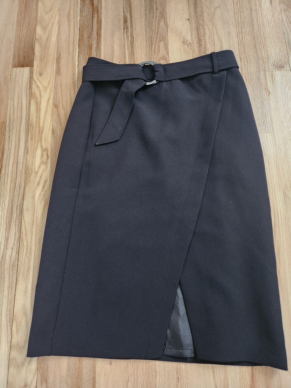 Worthington Black Wrap-Front Pencil Skirt with Belt - Size 4